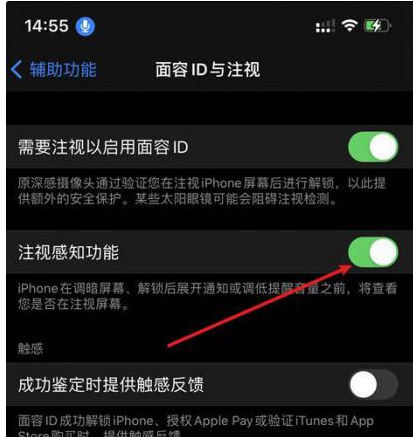 青湖路街道苹果14维修网点分享iPhone14注视感知功能有什么用 